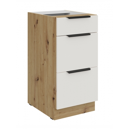 Szafka z szufladami premium 40 cm AURO 40 D 3S BB WH/AR antyfinger